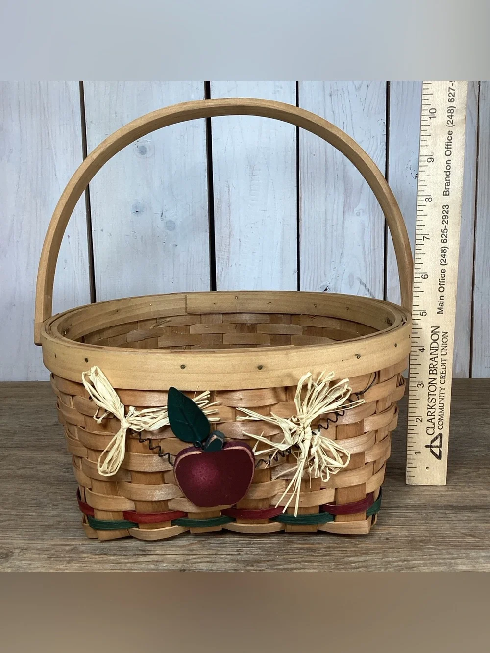 Rustic Woven Handled Basket, Apple, Square 10